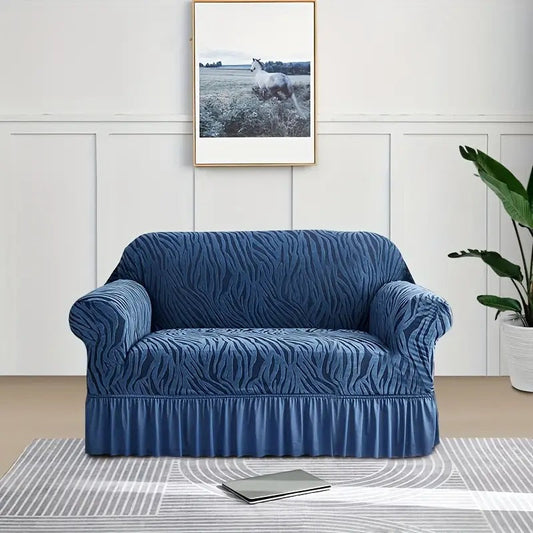 Zebra Sofa Cover Navy Blue