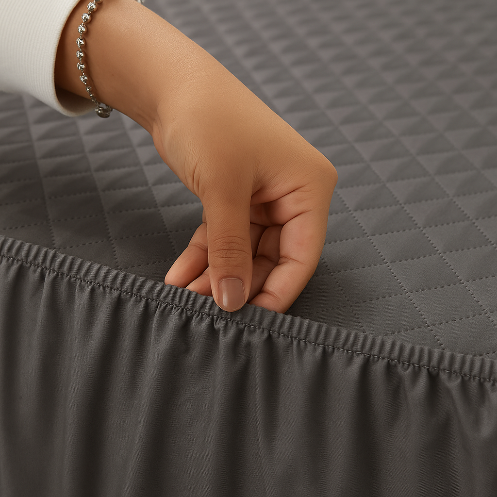 Quilted Waterproof Mattress Protector - Light Grey