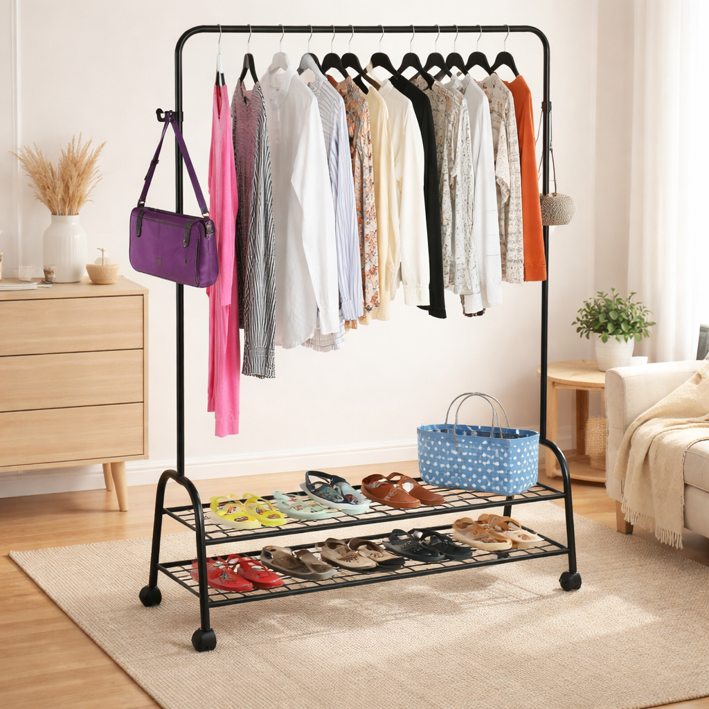 Premium Multi-Purpose Cloth Hanging Stand with Wheels