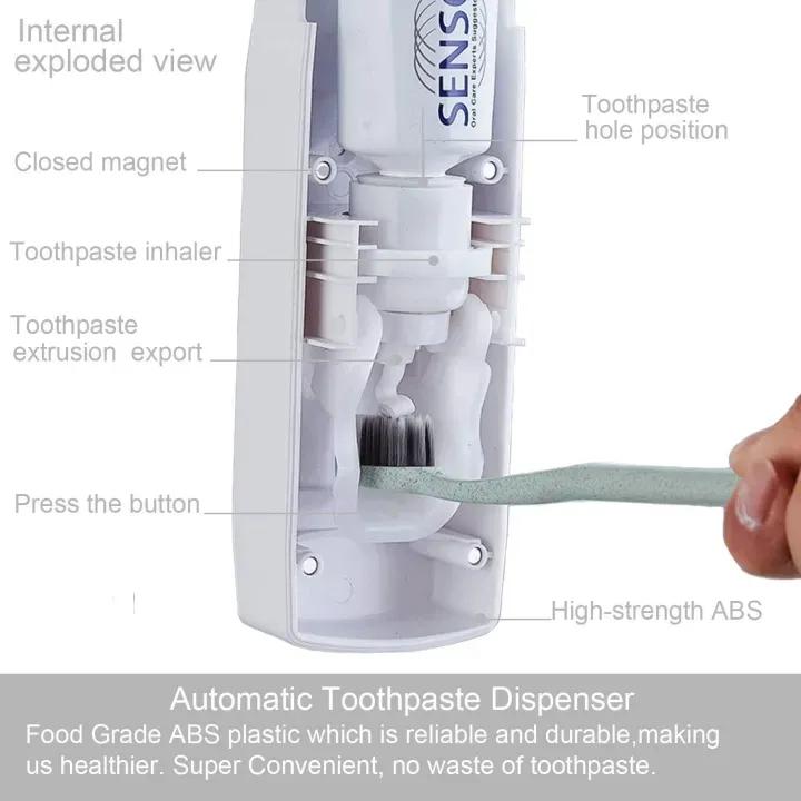 2 Pcs Toothpaste Dispenser & Brush Holder