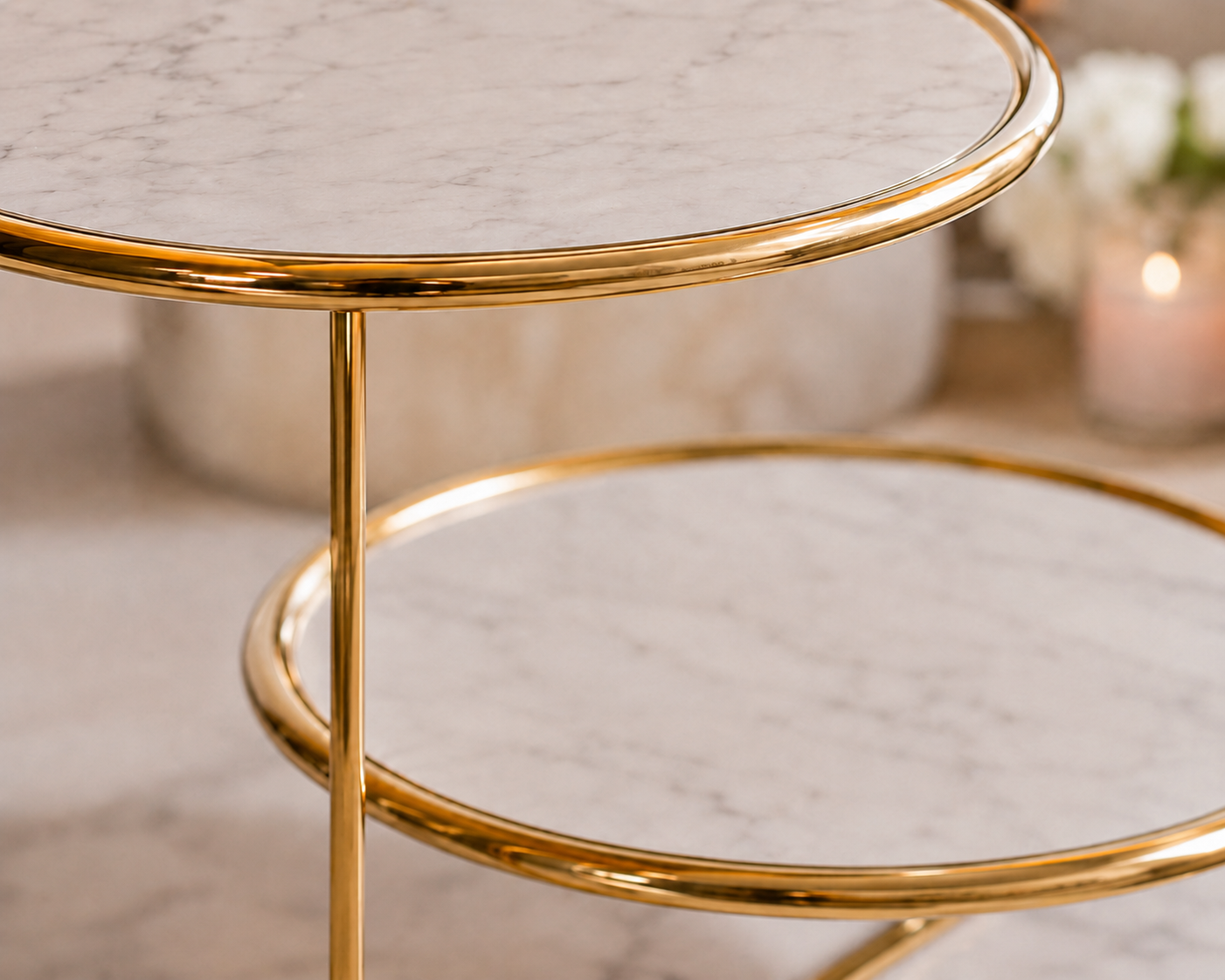 Luxury 2-Tier Offset Gold Cosmetic Organizer
