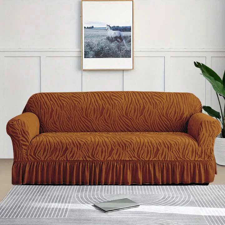 Zebra Sofa Cover Copper Brown