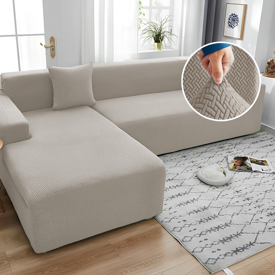 Elegant Stripe Sofa Cover - Beige