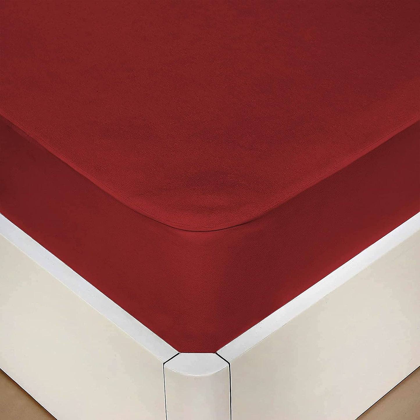 Terry Waterproof Mattress Protector- Maroon