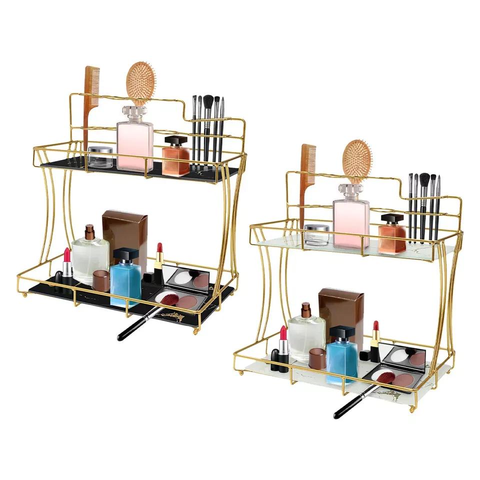 Luxury Double - Layer Metal Decorative Multi-functional Organizer