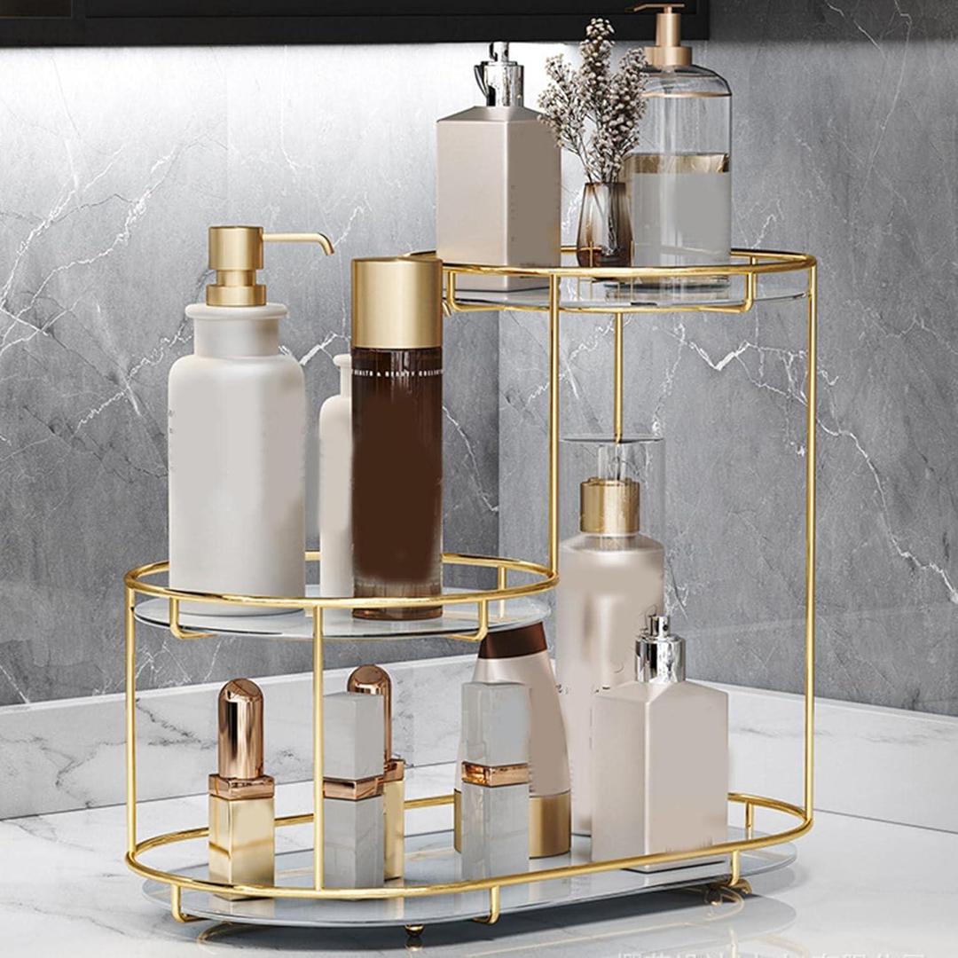 Luxurious 3 Tier Golden Multi-purpose Storage Organizer