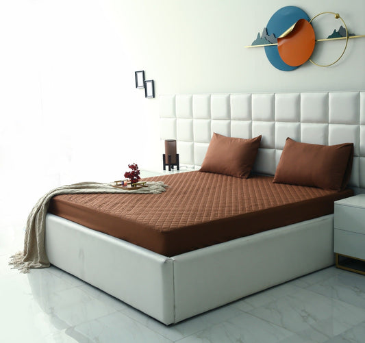 Quilted Waterproof Mattress Protector - Brown