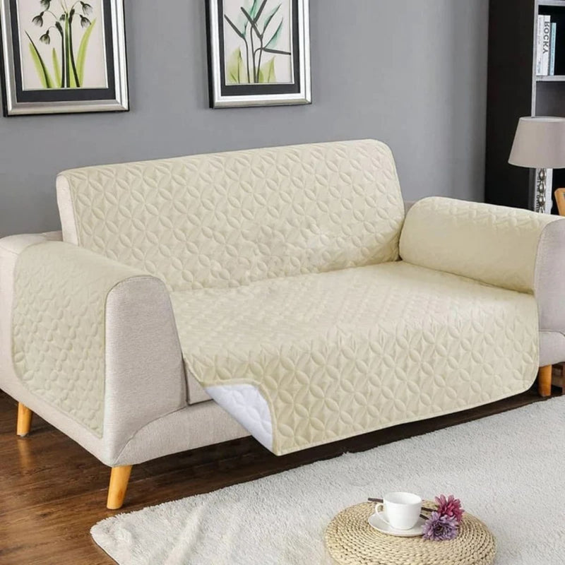 Ultrasonic Quilted Cotton Sofa Covers - Off white