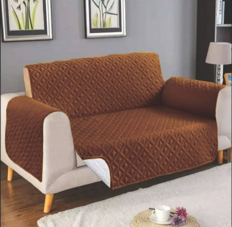 Ultrasonic Quilted Cotton Sofa Covers - Copper Brown