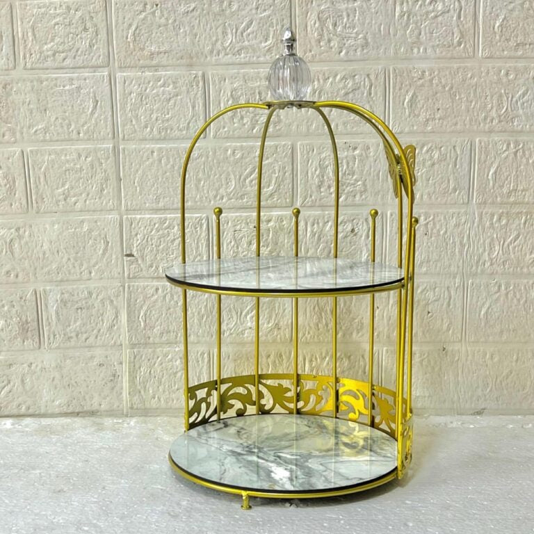 2 Tire Butterfly Design Gold Makeup Organizer