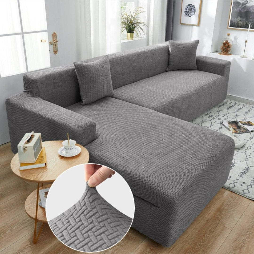 Elegant Stripe Sofa Cover - Grey
