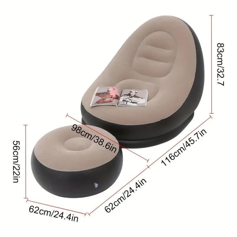 Premium Inflatable Sofa With Foot Stool - Portable & Comfort Lounger
