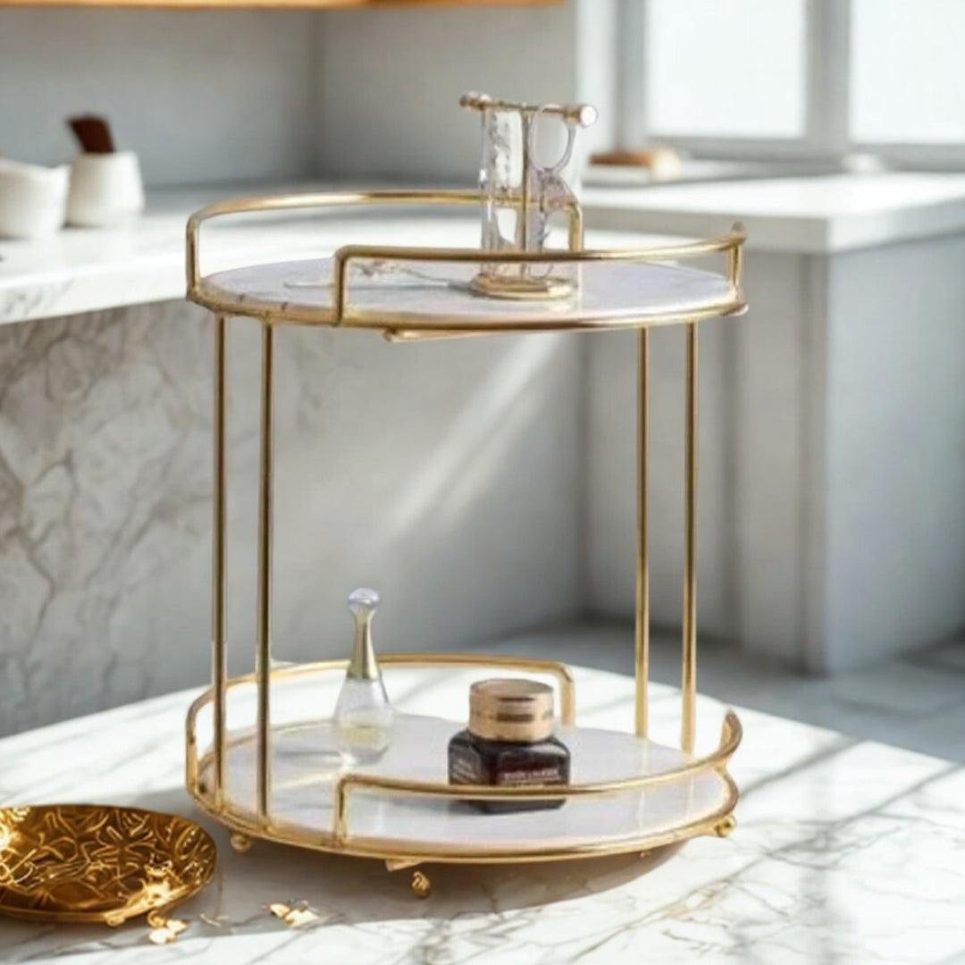 Luxury Double - Layer Round Wrought Countertop Organizer