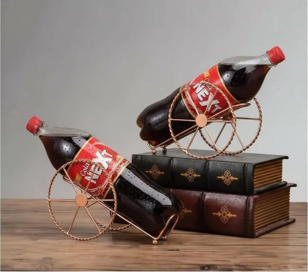 Premium Retro Metal Cold Drink Stand Golden Iron Bottle Rack