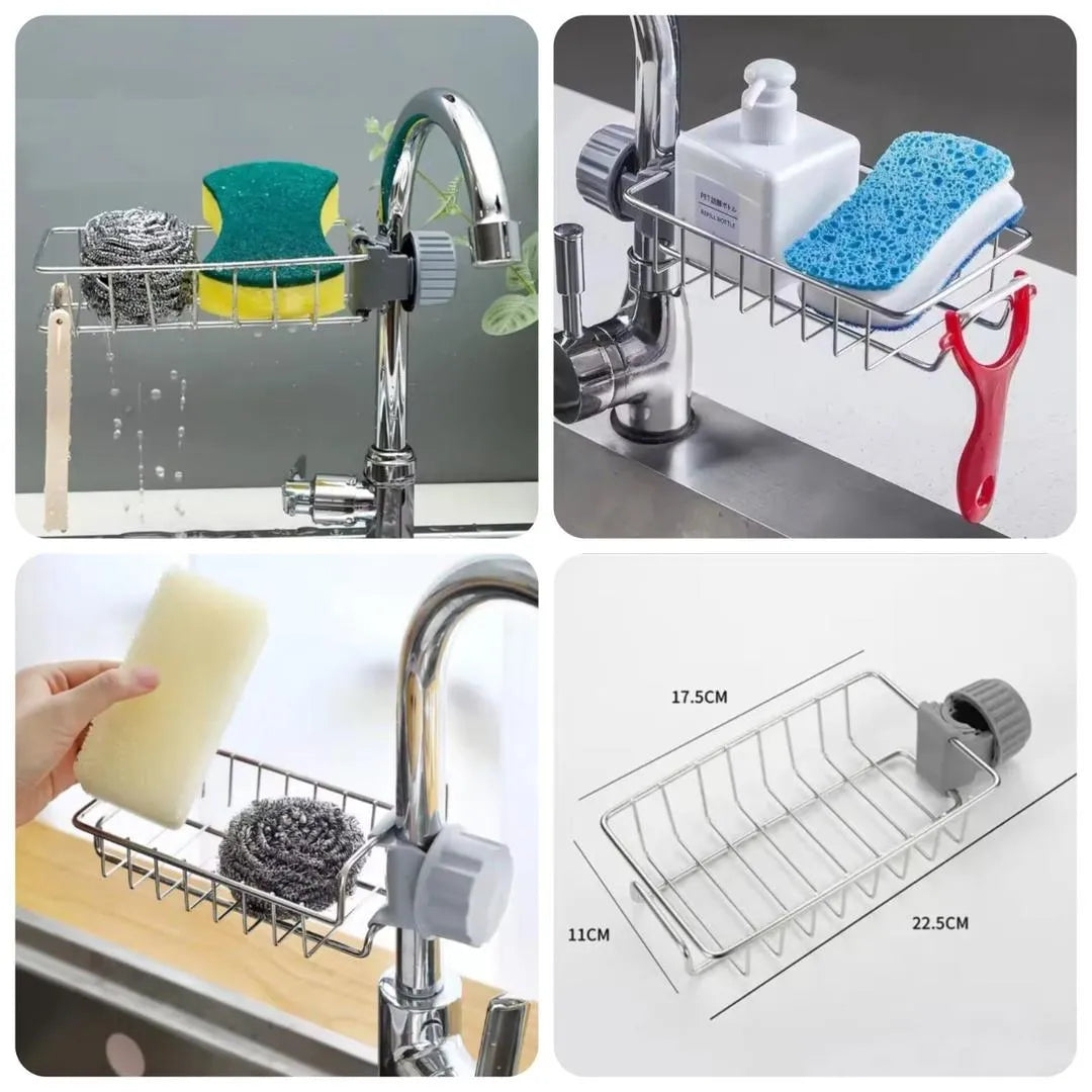 Space Saving No-Drill Kitchen Sink Multifunctional Drain Basket