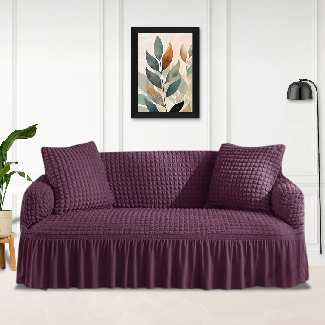 Luxury Fitted Bubble Sofa Cover - Purple