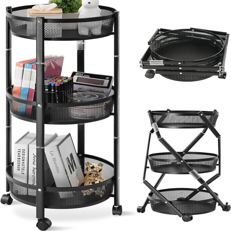 3-Tier Foldable Kitchen Trolley Rack by Dover Dream
