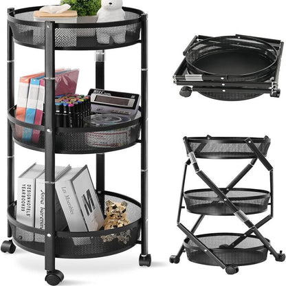 3-Tier Foldable Kitchen Trolley Rack by Dover Dream