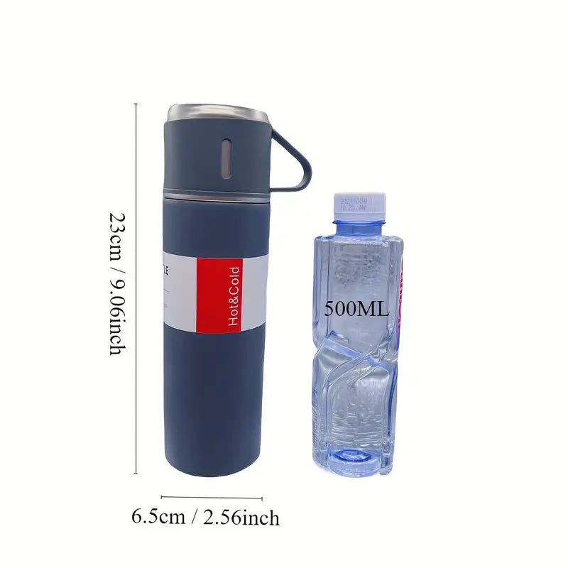 Luxury Stainless Steel Vacuum Flask Set with Elegant 3 Cups