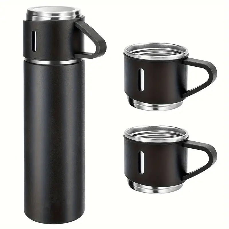 Luxury Stainless Steel Vacuum Flask Set with Elegant 3 Cups