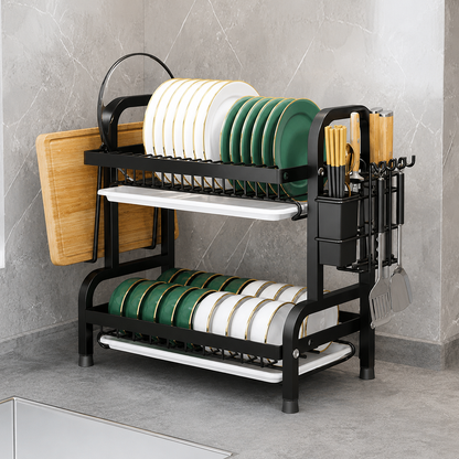 2-Tier Metal Dish Drying Rack – Kitchen Counter Organizer