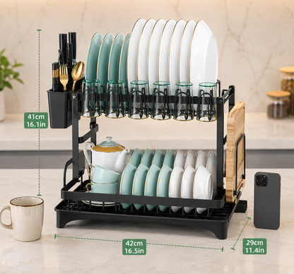Elite 2-Tier Dish Drying Rack Organizer