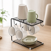 2-Tier Metal Mug & Kitchen Organizer Rack with Hooks – Rust Free