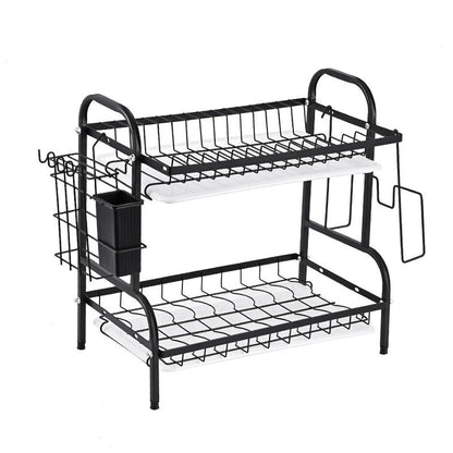 2-Tier Metal Dish Drying Rack – Kitchen Counter Organizer