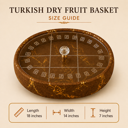 Luxury Turkish Dry Fruit Basket with Crystal Lid Handle – 6 Compartment Serving Tray