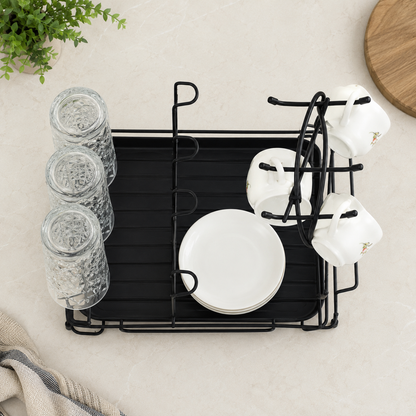 Black Metal Cup & Glass Holder – Wall Mounted Kitchen Organizer