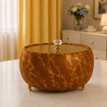 Luxury Turkish Velvet Hotpot with Crystal Lid Handle – Premium Insulated Food Warmer