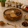 Luxury Turkish Dry Fruit Basket with Crystal Lid Handle – 6 Compartment Serving Tray