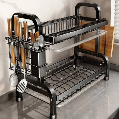 2-Tier Metal Dish Drying Rack – Kitchen Counter Organizer