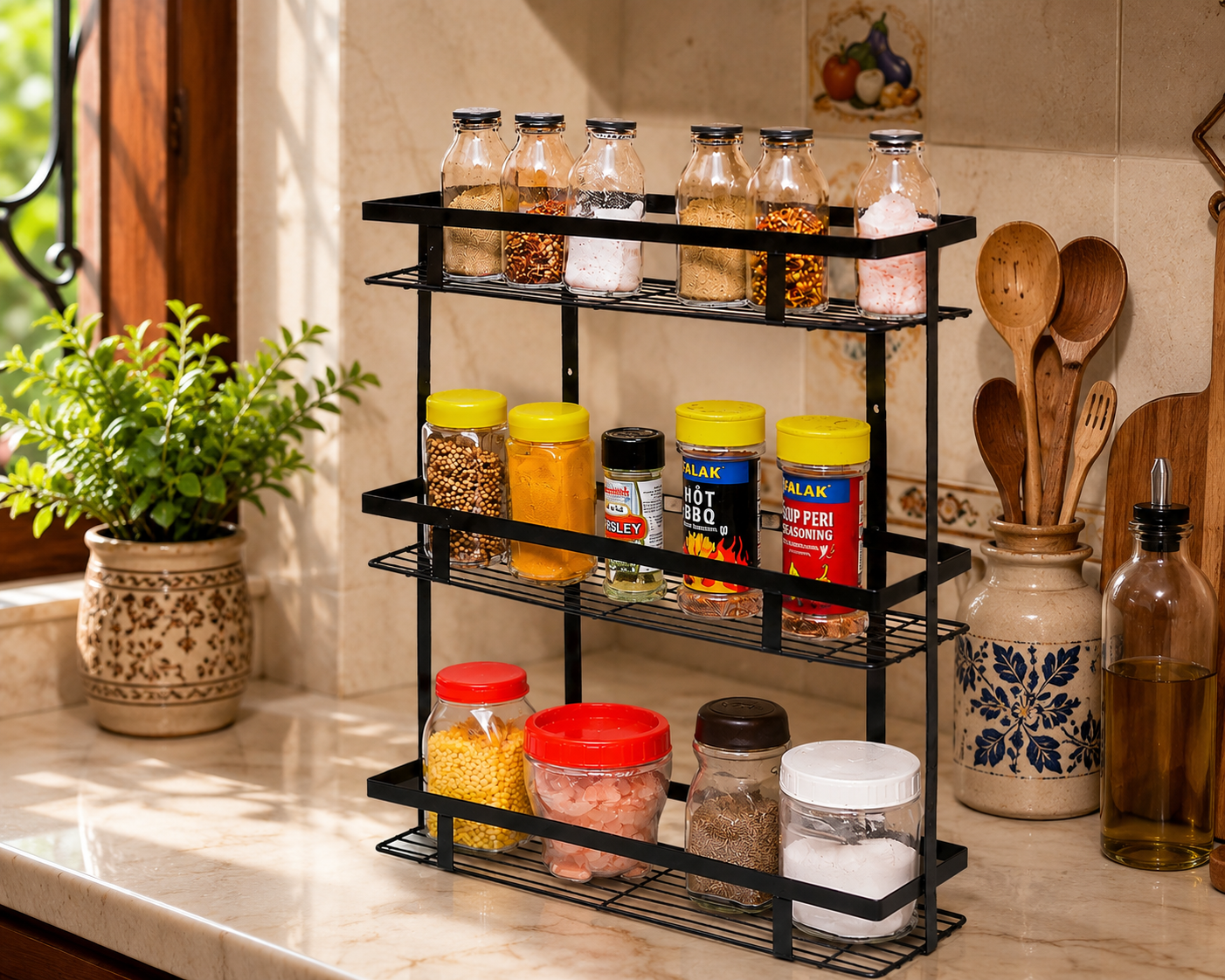 Dover Dream 3-Tier Premium Metal Kitchen Spice Organizer Rack