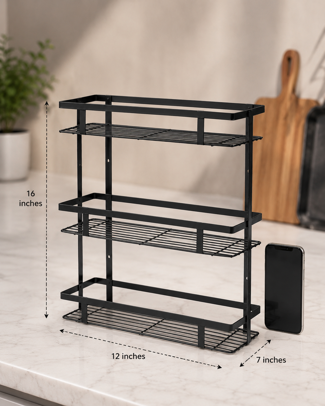 Dover Dream 3-Tier Premium Metal Kitchen Spice Organizer Rack