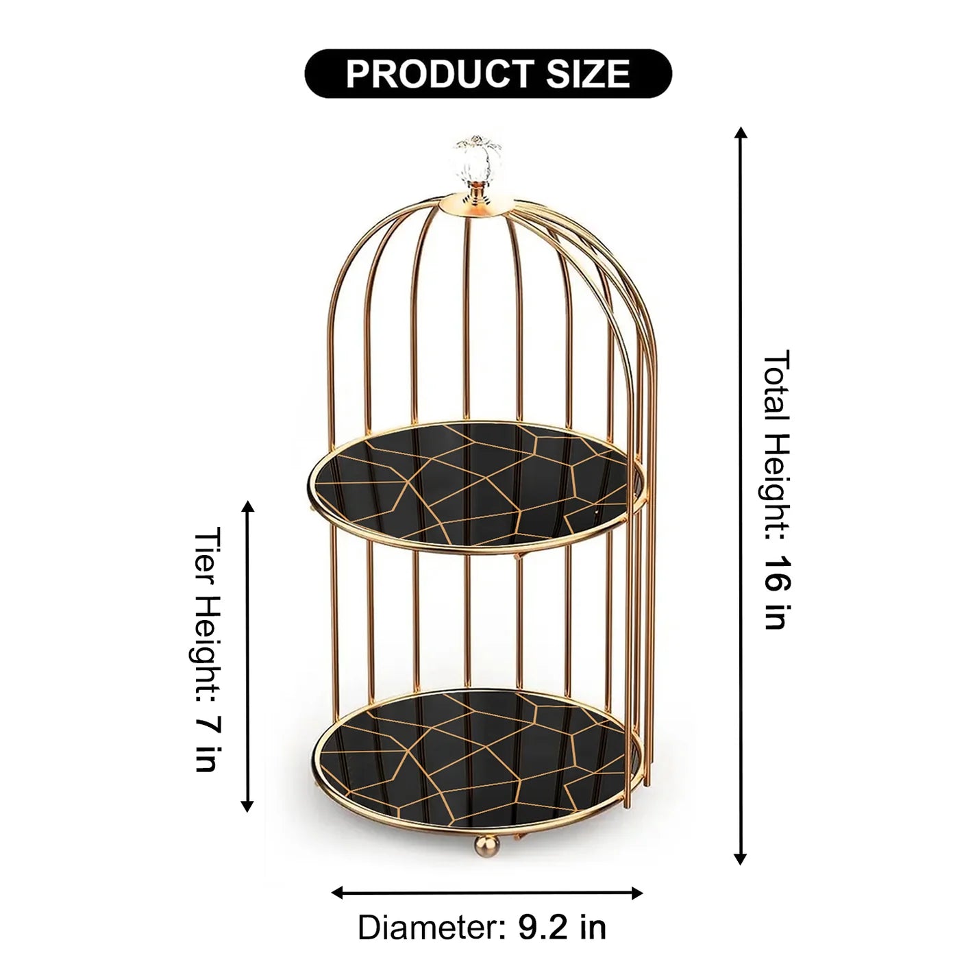 2-Tier Golden Vanity Organizer – Marble Finish Storage Rack