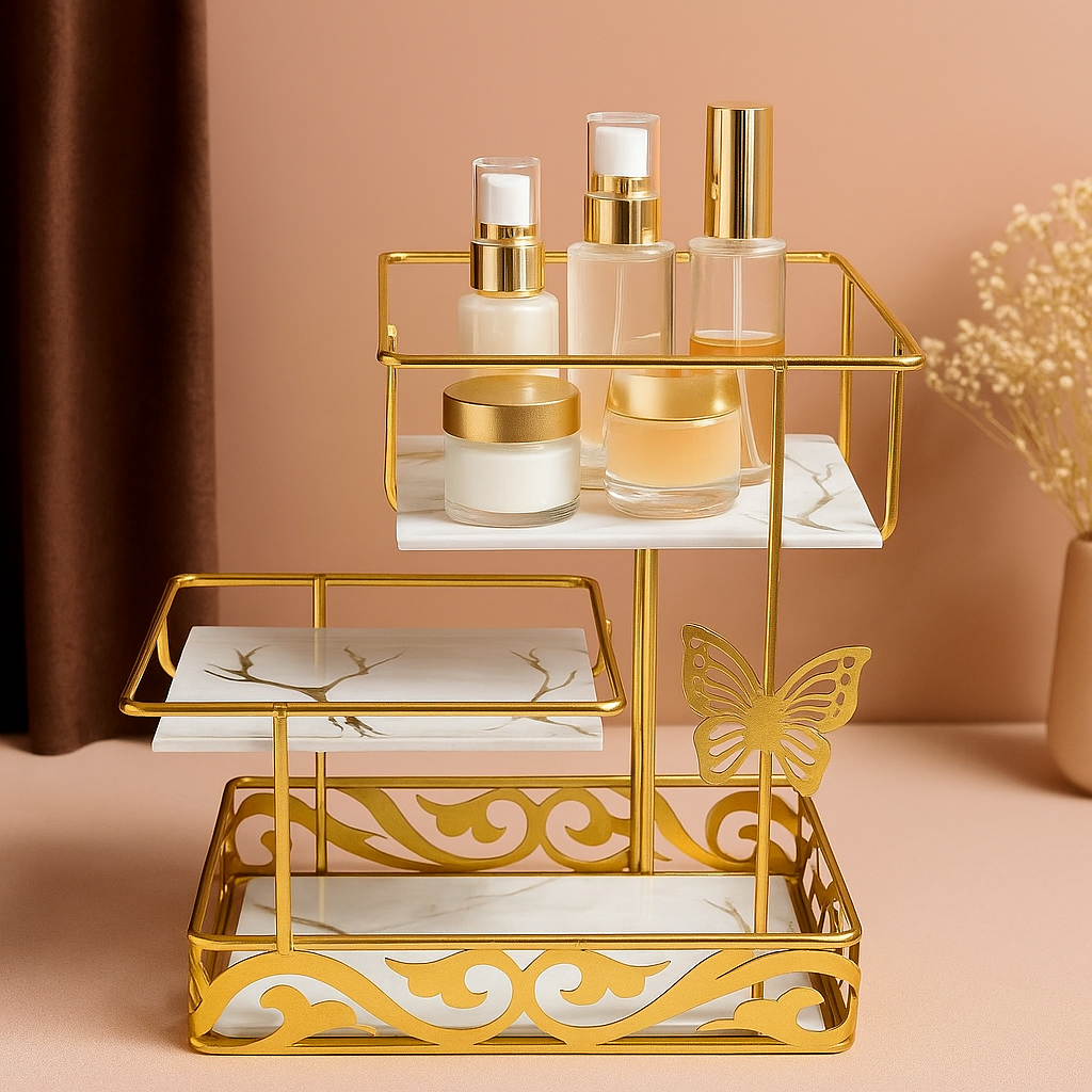 Luxury 3 Layer Metal Decorative Multi-functional Organizer