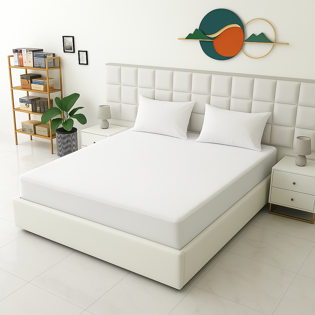 Terry Waterproof Mattress Protector- White