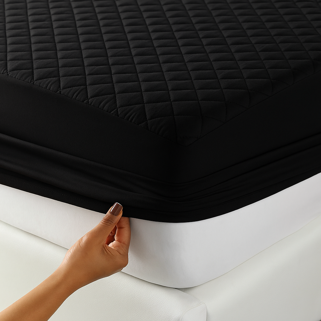 Quilted Waterproof Mattress Protector - Black