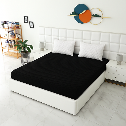 Quilted Waterproof Mattress Protector - Black