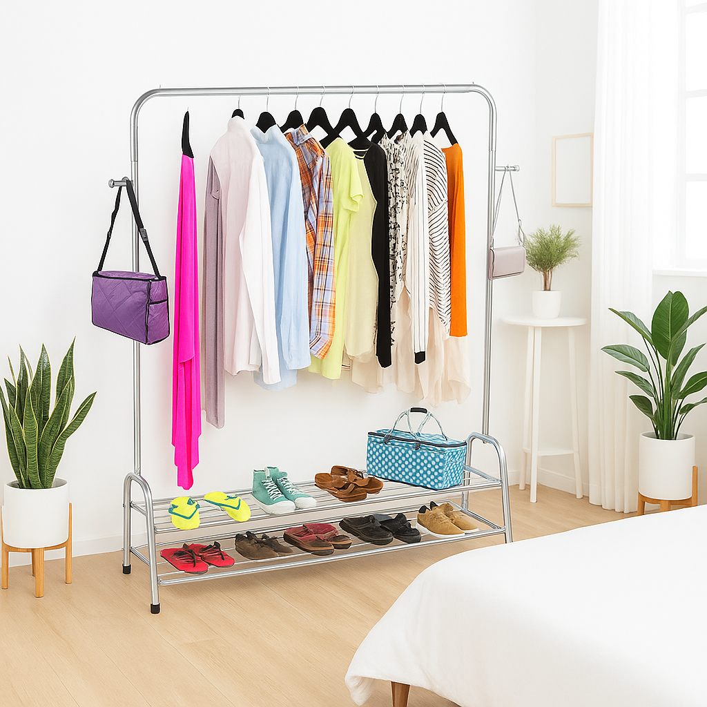 Elegant Multi-Purpose Hanging and Shoe Rack