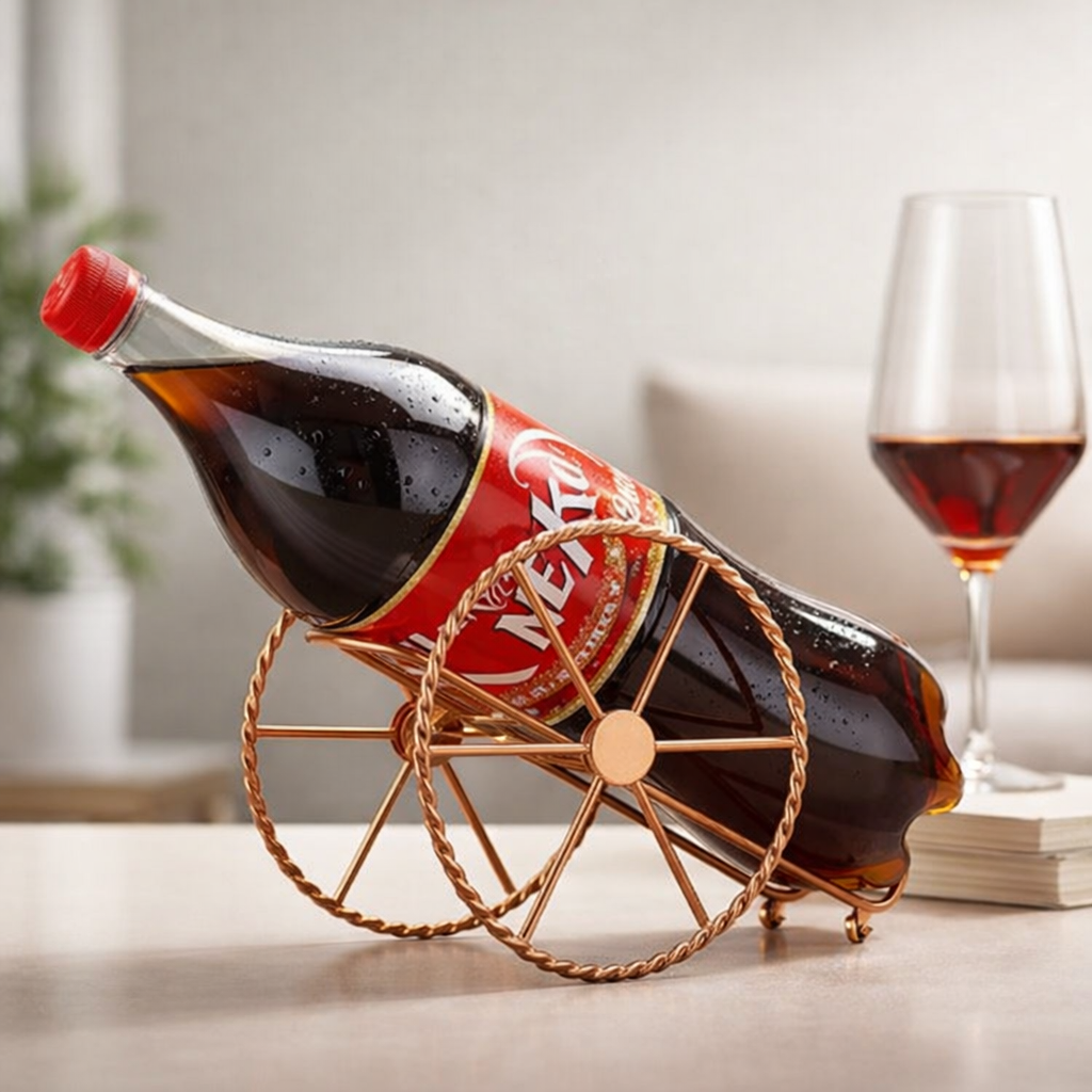 Premium Retro Metal Cold Drink Stand Golden Iron Bottle Rack