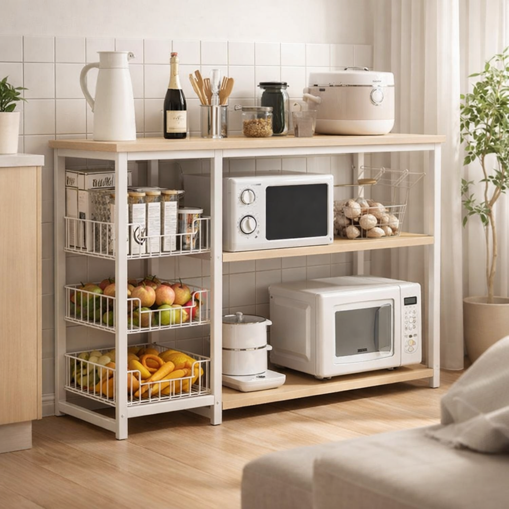 Modern Multi-Tier Kitchen Organizer – Oven Stand with Wire Basket Storage