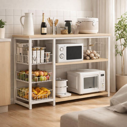 Modern Multi-Tier Kitchen Organizer – Oven Stand with Wire Basket Storage