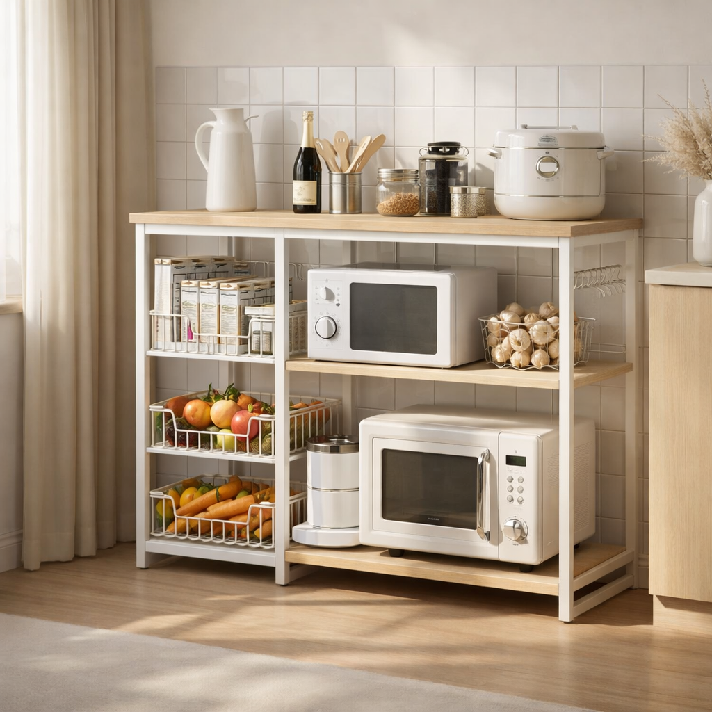 Modern Multi-Tier Kitchen Organizer – Oven Stand with Wire Basket Storage