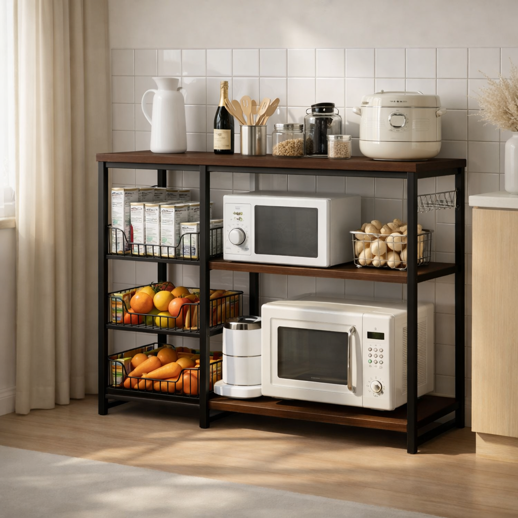 Modern Multi-Tier Kitchen Organizer – Oven Stand with Wire Basket Storage