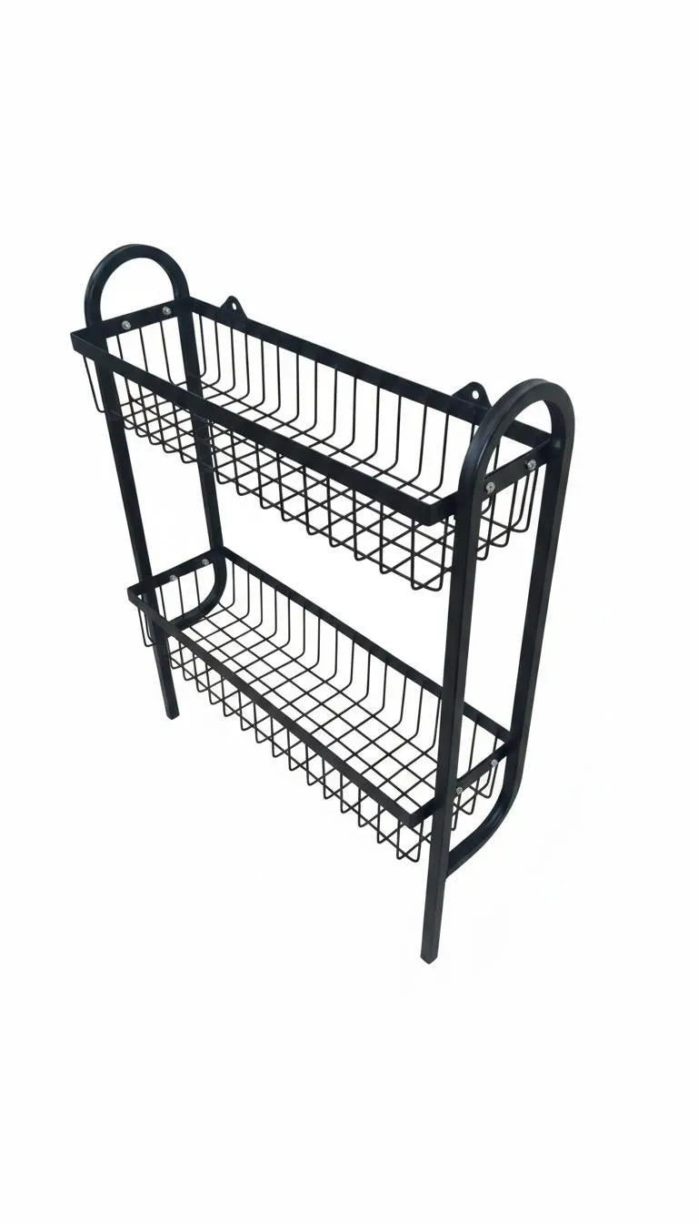 Premium Metal 2 Tier Wall Mounted Spice Rack Organizer