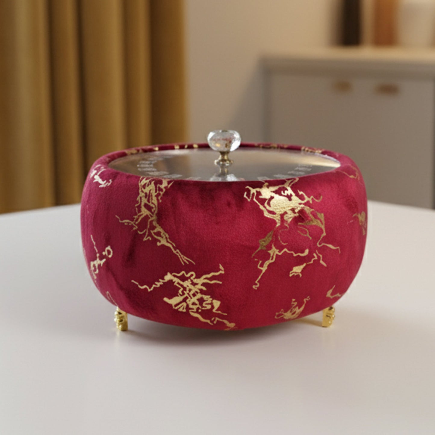 Luxury Turkish Velvet Hotpot with Crystal Lid Handle – Premium Insulated Food Warmer