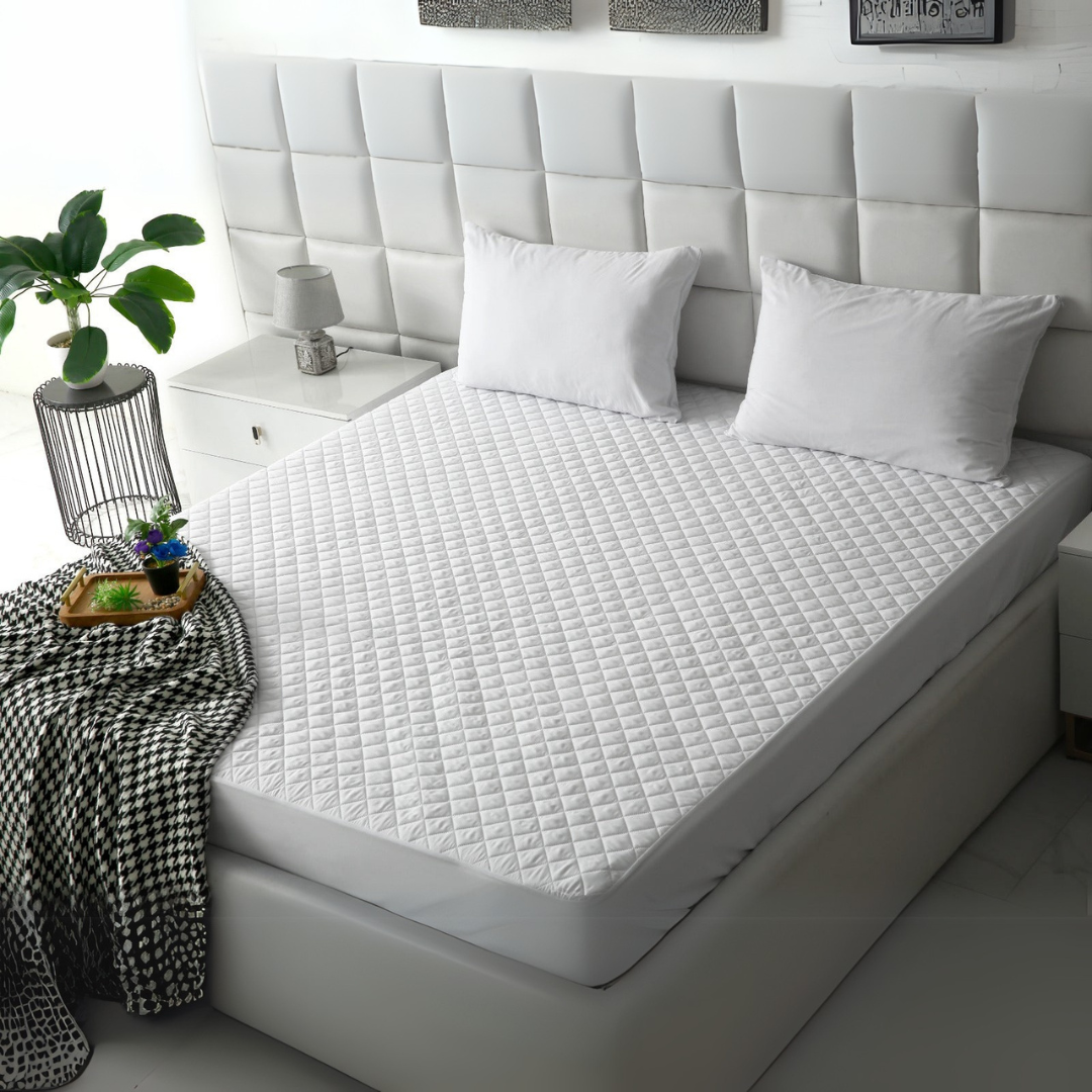 Quilted Waterproof Mattress Protector - White
