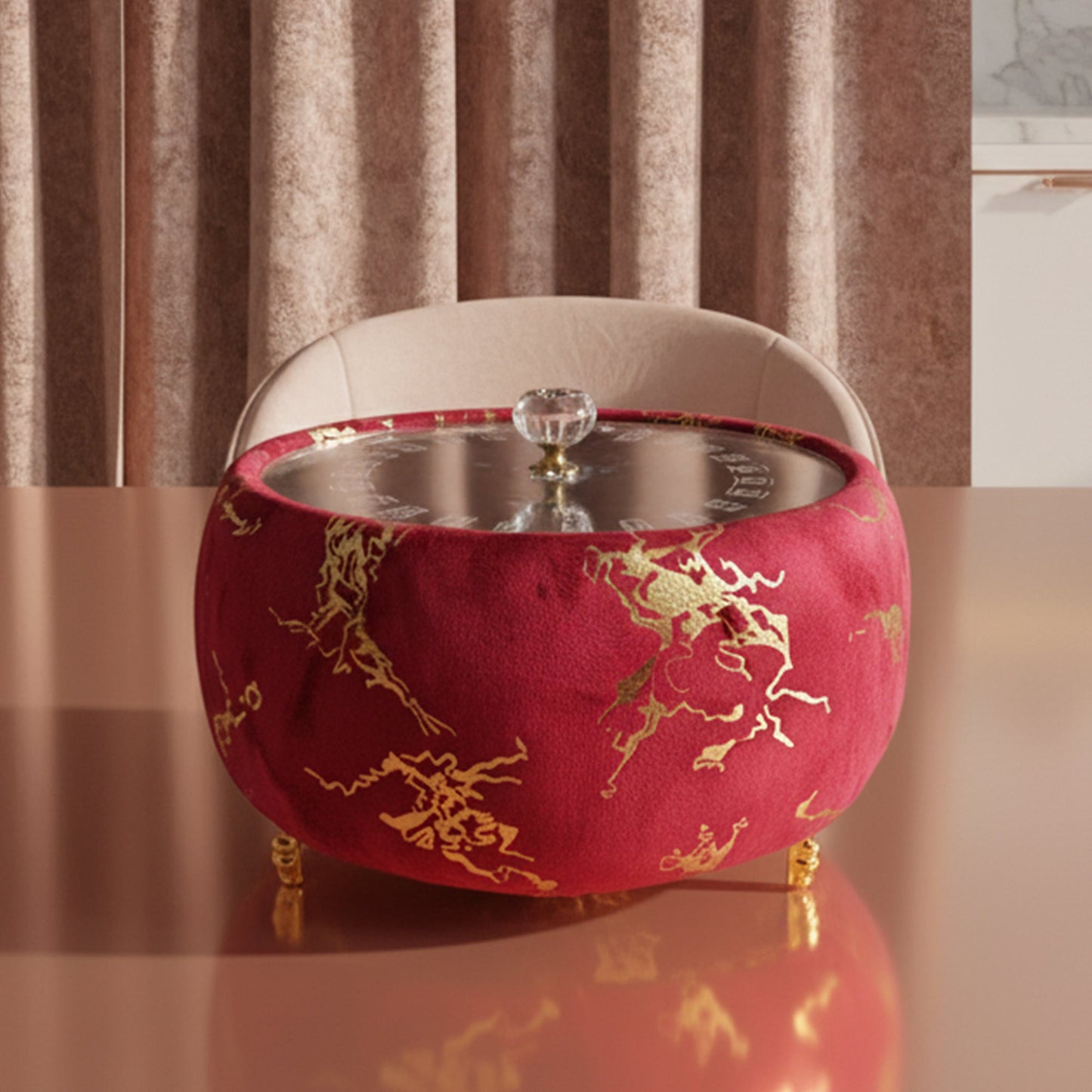 Luxury Turkish Velvet Hotpot with Crystal Lid Handle – Premium Insulated Food Warmer